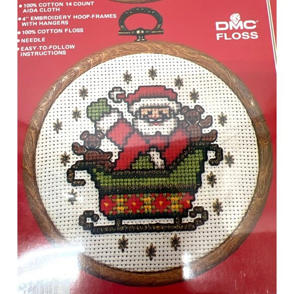 Vogart Crafts Christmas Doubles Embroidery Kit With 4" Hoops & Aida Cloth - Picture 2 of 6